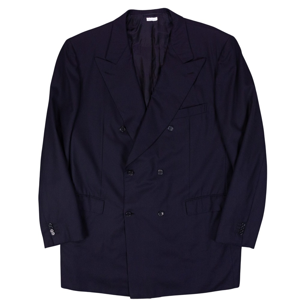 VTG Brioni Blazer Double Breasted Mens 48L Navy Wool Hand Tailored Italy